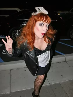 DON’T DREAM IT, BE IT: New Times Interim Arts Editor and Flavor columnist Hayley Thomas transformed into Magenta for KCPR’s showing of 'The Rocky Horror Picture Show' on May 28. - PHOTO BY THERESA MICHELLE TRIPLETT