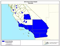 CDFA QUARANTINE AREAS: - IMAGE COURTESY OF CDFA