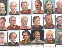WALL OF MUGS : Here are a few of the 44 portraits David Settino Scott painted of his male friends. They’re on display at Steynberg Gallery through the end of July, with an artist’s reception scheduled for July 1. - IMAGE COURTESY OF DAVID SETTINO SCOTT