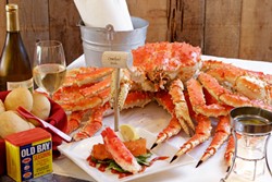 WEAR A BIB:  King crab won&rsquo;t easily surrender but is well worth the battle, at Cracked Crab in Pismo Beach. - PHOTO BY STEVE E. MILLER