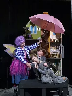 IMAGINARY FRIEND? : The tooth fairy (Bryana Georgakas, left) quietly observes the life of married couple Ted (Mitch Owens) and Mel (Kathryn Whisler) in Jenny Schwartz’s bizarre God’s Ear. - PHOTO BY TIM DUGAN