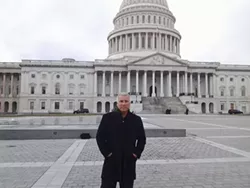 MR. OSTRANDER GOES TO WASHINGTON: Citizens’ Congress organizer Bill Ostrander visited the U.S. Capitol during one of his many trips to Washington, D.C., to promote campaign finance reform. - PHOTO COURTESY OF BILL OSTRANDER