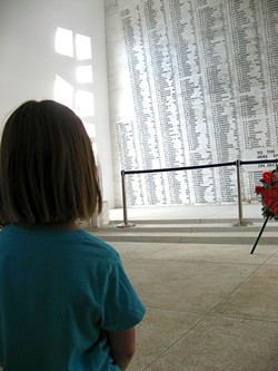 COMING ALIVE:  In the shrine room of the USS Arizona memorial, my 4-year-old daughter stared at the names of the men and women who died aboard the battleship. We visited the Pearl Harbor historic sites on March 10, where we interacted with a piece of our nation&rsquo;s history. - PHOTO BY ANDREA ROOKS