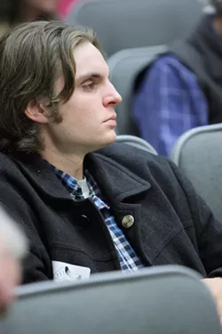 OUTRAGED: Jono Kinkade was the first to speak against the Santa Margarita Ranch project on Dec. 19, but he wasn’t the only one to rebuke three county supervisors for ignoring public input. - PHOTO BY STEVE E. MILLER