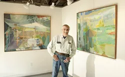 SUMMERHOUSES : Harold Spencer, Editha’s surviving husband, curated the current exhibit of her work. - PHOTO BY STEVE E. MILLER