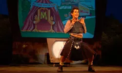 CARTOON COMES ALIVE : Rick Miller has the stage all to himself in MacHomer, but he gets by with a little help from animated clips, music, sound effects, and a puppet show. - PHOTO COURTESY OF RICK MILLER