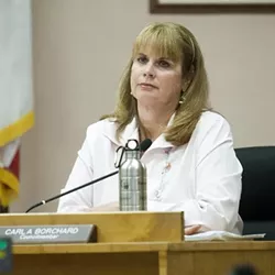 WAR ON THE SHORE : Morro Bay’s incumbent Mayor Bill Yates and current Councilwoman Carla Borchard are facing off for the top council seat in the June 5 primary. They’re getting a run for their money by challengers Jamie Irons and Joe Yukich. - PHOTOS BY STEVE E. MILLER