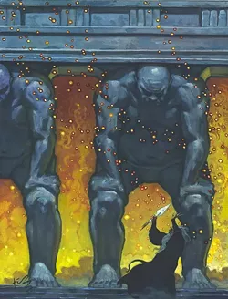 WONDER WORLD : These four paintings are a small part of the 70-plus works Los Osos painter David Kreitzer made for the upcoming Seattle Opera’s production of Richard Wagner’s Der Ring des Nibelungen. - IMAGES COURTESY OF DAVID KREITZER