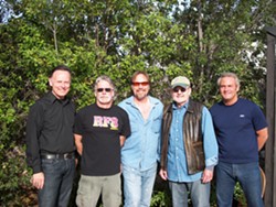 INVETERATE QUINTET :  (Left to right) Cliff Marshall, Guy Soxman, Mark Lancaster, John Messer, and Gordon McKinley are RF8, an eclectic, mostly cover band playing May 28 at Z Club. - PHOTO COURTESY OF RF8