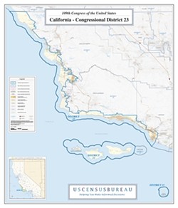 CHERRYPICKED :  Proposition 20 would make districts like Lois Capps&rsquo; 23rd congressional district look a lot different. - IMAGE COURTESY OF UNITED STATES CENSUS BUREAU