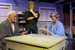 YOU WON’T KNOW WHAT’S GOING TO HAPPEN NEXT : There’s cookies and punch during a much-needed breather at intermission. Pictured are Tom Ammon, director John Pillow, and Rae Stone. - PHOTO BY STEVE E. MILLER