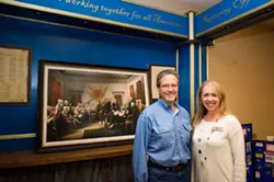 INCUMBENTS UNITE!: Brian Sturtevant (left) and Heather Moreno (right) celebrated their re-election victory at the Atascadero Republican Headquarters in Atascadero. - PHOTO BY KAORI FUNAHASHI