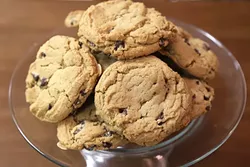 COOKIE WITH A CRUNCH: House-made toffee is the secret ingredient in Just Baked SLO’s flagship chocolate chip cookie. - PHOTO BY DYLAN HONEA-BAUMANN