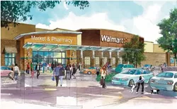 BLUE MENACE? : The Atascadero Planning Commission is scheduled to finalize plans for a Walmart and adjoining shopping center on June 5 at 6 p.m. - IMAGE COURTESY OF PERKOWITZ AND RUTH ARCHITECTS