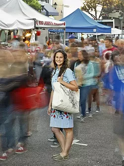 HER HAPPY PLACE: 'SLO Farmers’ Market Cookbook' author Kendra Aronson loves the sights, smells, and tastes of SLO County’s 20 bustling farmers’ markets. - PHOTO COURTESY OF KENDRA ARONSON
