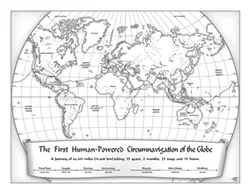 CHARTING THE COURSE : Cartographer Rob Antonishen created this map detailing the route around the world traveled by British explorer Jason Lewis and company. - IMAGE BY ROB ANTONISHEN