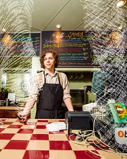 PAYING WITHOUT PAPER: Le Ciel Crepe Café in SLO recently began accepting Bitcoin, thanks to employee and Bitcoin user Isaac Manarik, who helped get the businees set up with a Bitcoin wallet. - PHOTO ILLUSTRATION BY HENRY BRUINGTON