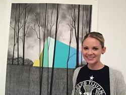 THOSE WHO DO, ALSO TEACH: Sara Frantz, a drawing professor in the art department at Cal Poly, focus on spatial relationships in her exhibit East of Middle in pieces like "Rear View." - PHOTO BY RYAH COOLEY