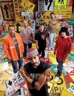 SIGN OF THE TIMES : Ozomatli--pioneer of Spanish-English mash-ups of hip hop, salsa, cumbia, dub, and Middle Eastern funk--plays Nov. 11 at the SLO Vets Hall. - PHOTO COURTESY OF OZOMATLI