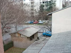ROOM WITH A VIEW : A street scene in Skopje, capitol city of the Republic of Macedonia.
