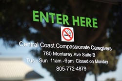 CLOSED DOOR :  Central Coast Compassionate Caregivers, a medicinal marijuana dispensary, has ended operations at its location in Morro Bay. On March 29, members of the U.S. Drug Enforcement Administration and the SLO County Sheriff's Department served a warrant and seized a number of items, including marijuana plants. - FILE PHOTO BY JESSE ACOSTA
