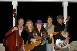 THERE'S A NEW SHARON IN TOWN : Chick Tuesday, a lush female vocal trio fronted by Sharon Buffy Doran (with two token males along for the ride), debuts at Pozo Saloon on March 2. - PHOTO COURTESY OF CHICK TUESDAY