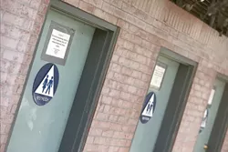 USE THEM, IF YOU CAN : City bathrooms tend to lock up by 5 p.m. Anyone who uses a street or bush as a de facto bathroom after finding the facilities locked is risking a citation from the San Luis Obispo Police Department. - PHOTO BY STEVE E. MILLER