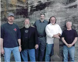 RED, WHITE, AND BLUEGRASS : "High-octane Americana" quintet Houston Jones plays Feb. 15 at Coalesce Bookstore and Feb. 16 at Castoro Cellars. - PHOTO COURTESY OF HOUSTON JONES