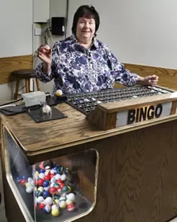 CALL IT OUT! : Betty is president of the Central Coast Senior Center, where New Times staffer Christy Heron helped with regular Bingo games. - PHOTO BY STEVE E. MILLER