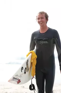 NOT VERTICAL : Cal Poly freshman biology major David Enloe gets horizontal at the contest in La Jolla. - PHOTO COURTESY OF NICK MESTRE