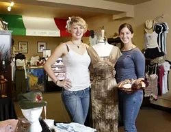 SISTER ACT : Morgan (right) and Rhiannon Mistretta have something for sweet teeth and fashion bugs at their Morro Bay location, Romanza Apparel and Sweet Shoppe. - PHOTO BY STEVE E. MILLER