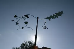 KINETIC!: Jim Jacobson’s kinetic sculptures on the Creekwalk near Broad Street connect to the local area via flora and fauna themes as well as Chumash Indian pictographs. - GLEN STARKEY