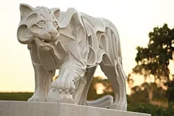 SCULPTERRA WINERY : Paso Robles wine country received an unprecedented new guest in the fall, when Sculpterra Winery opened its doors to the public. Winery owner Warren Frankel commissioned sculptor John Jagger to create one dozen winding, mammoth sculptures for the walkways outside the winery. Among the behemoths are fish, horses, a domestic cat, a puma, a mammoth, and a mermaid. Pictured is Puma. - PHOTO BY STEVE E. MILLER