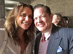 TRANS ACTOR: 'Transparent' co-star Amy Landecker (left) took this selfie onset with RawfeyL (right) costumed in a vintage 1930s suit for one of his appearances on the Amazon TV series. - PHOTO BY AMY LANDECKER