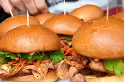BAHN MINE : A day of Paso wine tasting is not complete without a bite of Chef Jeffry Wiesinger’s bahn mi, made with smoked pork loin, bacon, hoisin barbecue sauce, Sriracha aioli, house-pickled carrots, onions, radish, and fresh cilantro. - PHOTO COURTESY OF AMY JOSEPH
