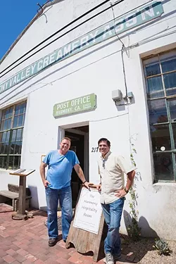 KING OF THE TOWN: Third-generation dairy farmer and Harmony Valley Creamery Owner Alan Vander Horst (left) aims to restore and refresh Harmony’s historic creamery building with a restaurant serving up Swiss-Italian grub and a creamery shop featuring fresh cheese curds and ice cream. Managing partner Tom Halen (right) provides the hospitality know-how. - FILE PHOTO BY KAORI FUNAHASHI