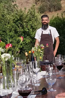 WORK WITH NATURE: During Thomas Hill Organics’ first Table to Farm Dinner held in late April, Executive Chef Tim Veatch worked with the spring bounty provided by Windrose Farm in Paso Robles. - PHOTO BY HAYLEY THOMAS