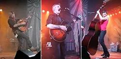 DEVILS: The Devil Makes Three—(top to bottom) Cooper McBean, Pete Bernhard, and Lucia Turino—play the Alex Madonna Expo Center on Jan. 28. - PHOTOS BY GLEN STARKEY