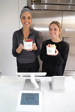 GREEN INTERVENTION :  Seeds associates Candice Jardine and Hanna Stowell serve up delicious acai bowls, parfaits, and green juices designed to boost your health and your spirits. - PHOTO BY DYLAN HONEA-BAUMANN