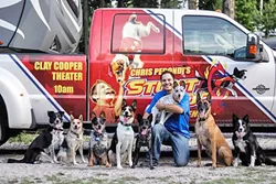 A FURRY FAMILY: Chris Perondi’s, of the famous Stunt Dog Experience, four-legged show biz family currently includes more than 20 dogs. - PHOTO COURTESY OF CAL POLY PERFORMING ARTS CENTER