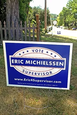 SIGN SNATCHERS: An estimated 40 to 50 yard signs supporting Eric Michielssen, a candidate for the 5th District of the SLO County Board of Supervisors, went missing on May 7 in parts of North County. The Michielssen campaign provided replacement signs the following day, like the one pictured, which is on I Street in Santa Margarita. - PHOTO BY PETER JOHNSON