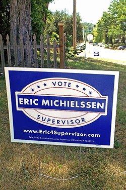 SIGN SNATCHERS:  An estimated 40 to 50 yard signs supporting Eric Michielssen, a candidate for the 5th District of the SLO County Board of Supervisors, went missing on May 7 in parts of North County. The Michielssen campaign provided replacement signs the following day, like the one pictured, which is on I Street in Santa Margarita. - PHOTO BY PETER JOHNSON