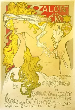 POSTER REVOLUTION: This poster by artist Alphonse Mucha announced the 20th exhibition of the Salon des Cent held at the premises of the art journal 'La Plume' in 1869. - IMAGE COURTESY OF VINTAGE EUROPEAN POSTERS