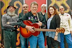 PICKERS DELUXE: The Vigilante String Alliance—(left to right) Dan Mazer, Bob Liepman, Don Lampson, Charlie Kleeman, Julie Beaver, and Dorian Michael—plays Steynberg on Jan. 28. - PHOTO COURTESY OF DON LAMPSON AND THE VIGILANTE STRING ALLIANCE