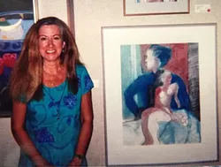 FLASHBACK: Local artist Gini Allen Griffin stands by her piece Double Doña in 1998 at SLOMA. The work is now part of the museum’s permanent collection. - PHOTO COURTESY OF GINI ALLEN GRIFFIN