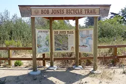 THE MORE YOU KNOW: This kiosk near the LOVR overpass explains the history of the Bob Jones Trail, the health of the nearby creek, and what to do if you encounter a mountain lion. Oh my! - PHOTO BY GLEN STARKEY