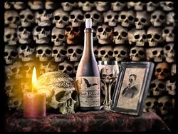 STRANGE HOSTS: Paso artist Bruce Cook’s pieces, like 'Bat Blood Merlot,' start with an actual photo of something real and layers are then added in Photoshop. - IMAGE COURTESY OF BRUCE COOK