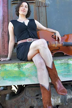 CELLO CHICK: Dirty Cello, fronted by Rebecca Roudman (pictured), brings their bluegrass sounds to Lazy Arrow Adventures on Aug. 11. - PHOTO COURTESY OF REBECCA ROUDMAN AND DIRTY CELLO