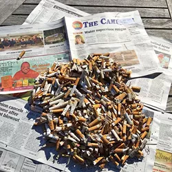 TRASHY: One California Coastal Cleanup Day volunteer spent an hour on Sept. 17 picking up cigarette butts from Moonstone Beach in Cambria. - PHOTO COURTESY OF ECOSLO