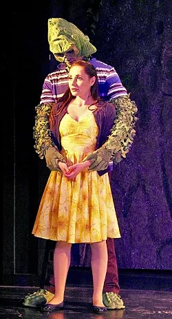 UNLIKELY LOVE : Trudy (Katie Worley Beck) finds herself falling for The Creature (Jake Delaney), a golfer cursed to live as a hideous swamp thing in the Blacklake Golf Course Lagoon, in the Great American Melodrama’s 'Trudy and the Beast.' - PHOTO COURTESY OF LYNDA MONDRAGON